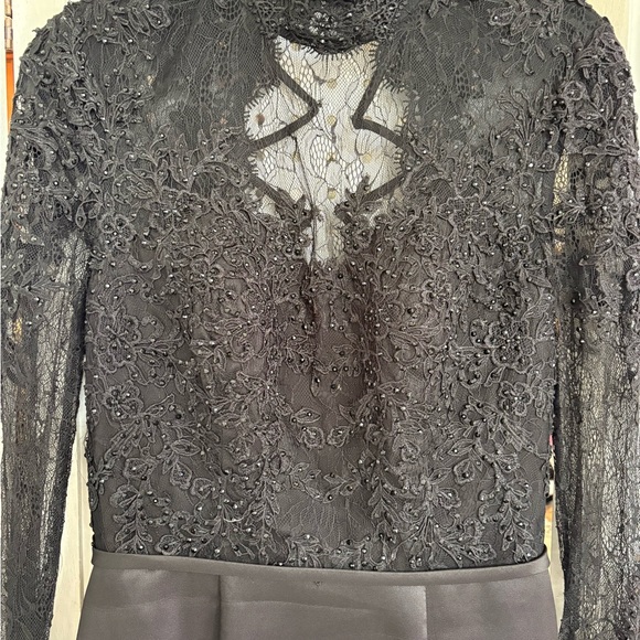 La Femme Black Long Sleeve Gown - Picture 2 of 12